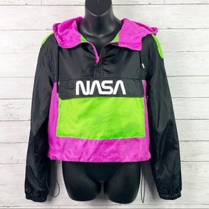 NASA Neon Colorblock Astronaut Windbreaker Pullover